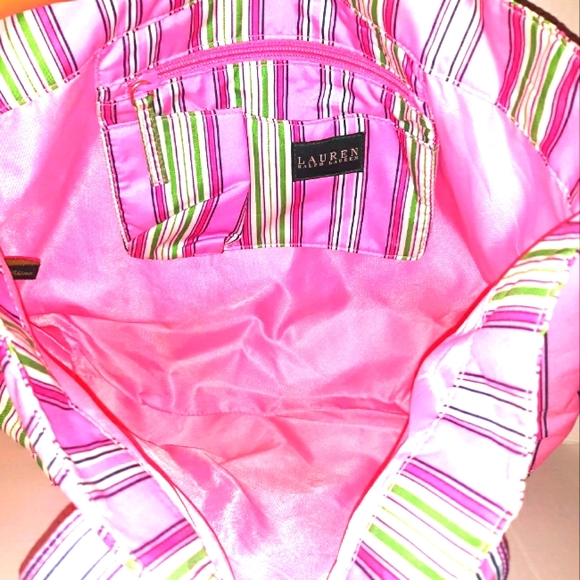 Beautiful Lauren Ralph Lauren Pink Stripe Shopper - Picture 11 of 16